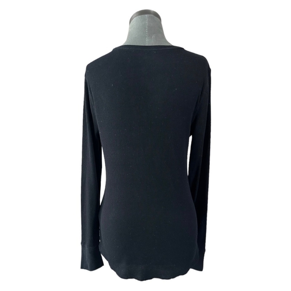 Women Shirt OLD NAVY Essential Rib T-Shirt Black Long Sleeve Tee Crew Neck Top - Picture 4 of 5